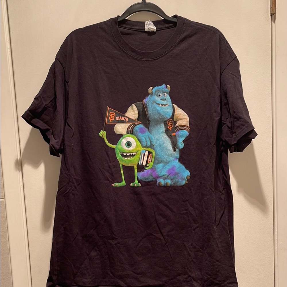 Pixar Monsters Inc University San Francisco Giants baseball Black T-Shirt